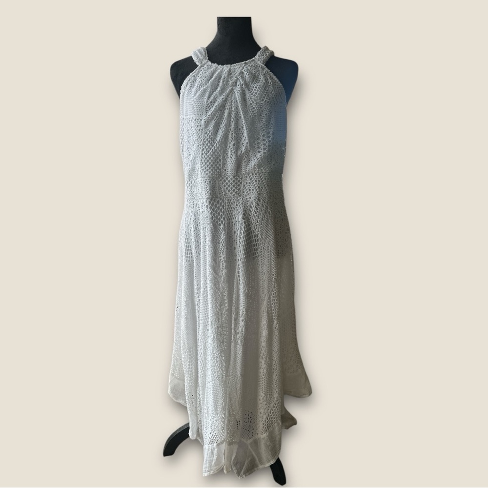 Elegant White Crochet Dress